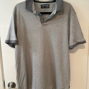 Calvin Klein Striped Gray Polo Shirt